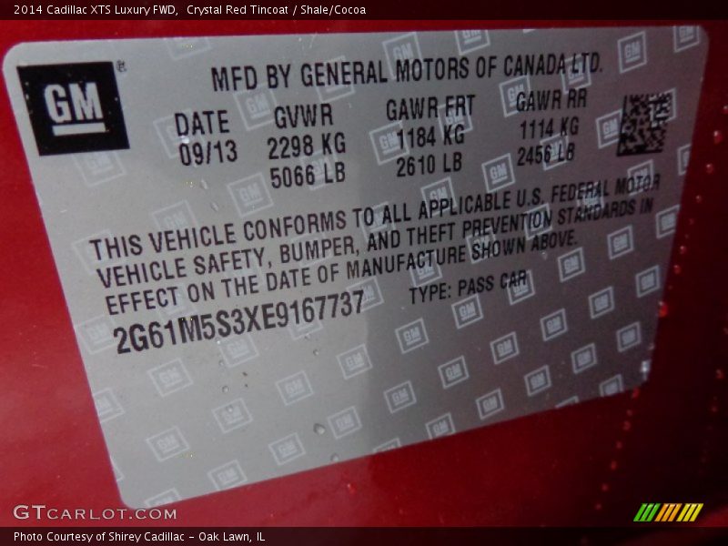 Crystal Red Tincoat / Shale/Cocoa 2014 Cadillac XTS Luxury FWD