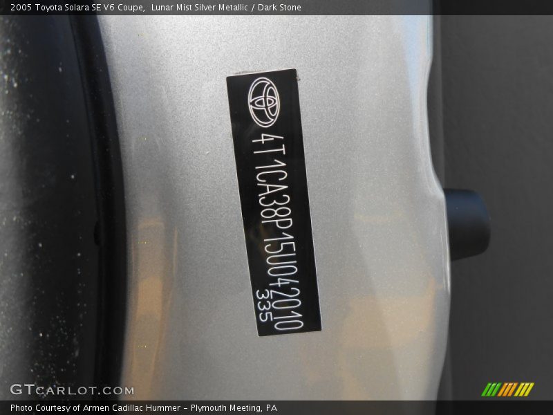 Lunar Mist Silver Metallic / Dark Stone 2005 Toyota Solara SE V6 Coupe