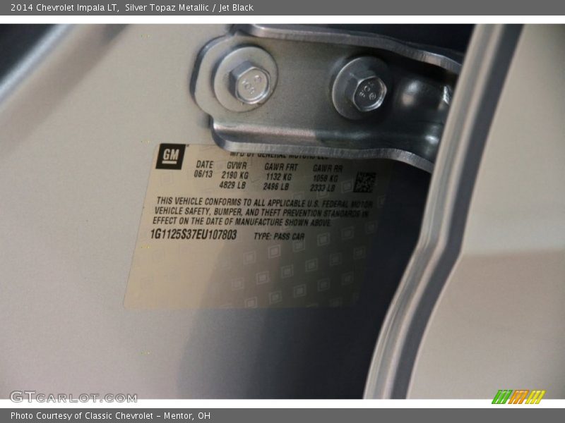 Silver Topaz Metallic / Jet Black 2014 Chevrolet Impala LT