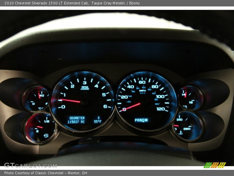 Taupe Gray Metallic / Ebony 2010 Chevrolet Silverado 1500 LT Extended Cab