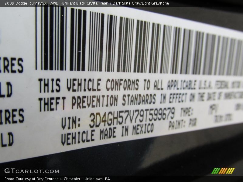 Brilliant Black Crystal Pearl / Dark Slate Gray/Light Graystone 2009 Dodge Journey SXT AWD