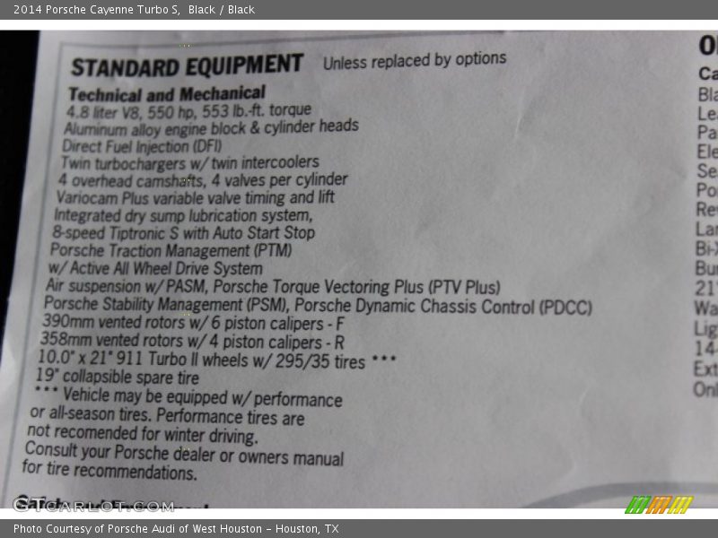  2014 Cayenne Turbo S Window Sticker