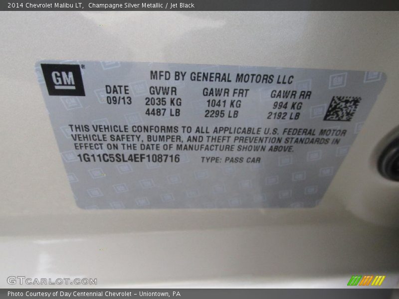 Champagne Silver Metallic / Jet Black 2014 Chevrolet Malibu LT