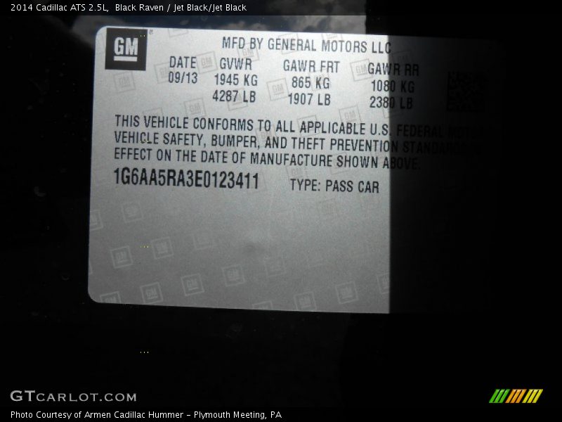 Black Raven / Jet Black/Jet Black 2014 Cadillac ATS 2.5L