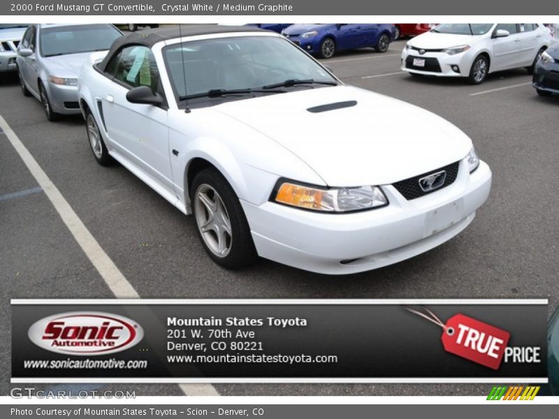 Crystal White / Medium Graphite 2000 Ford Mustang GT Convertible