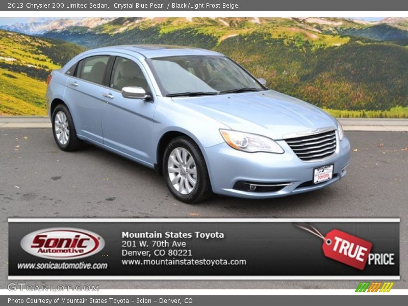 Crystal Blue Pearl / Black/Light Frost Beige 2013 Chrysler 200 Limited Sedan