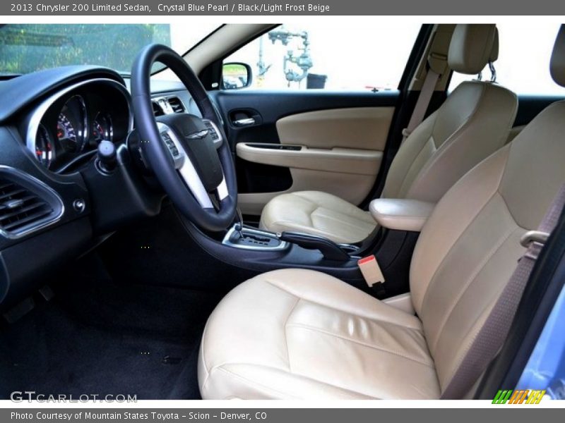 Crystal Blue Pearl / Black/Light Frost Beige 2013 Chrysler 200 Limited Sedan