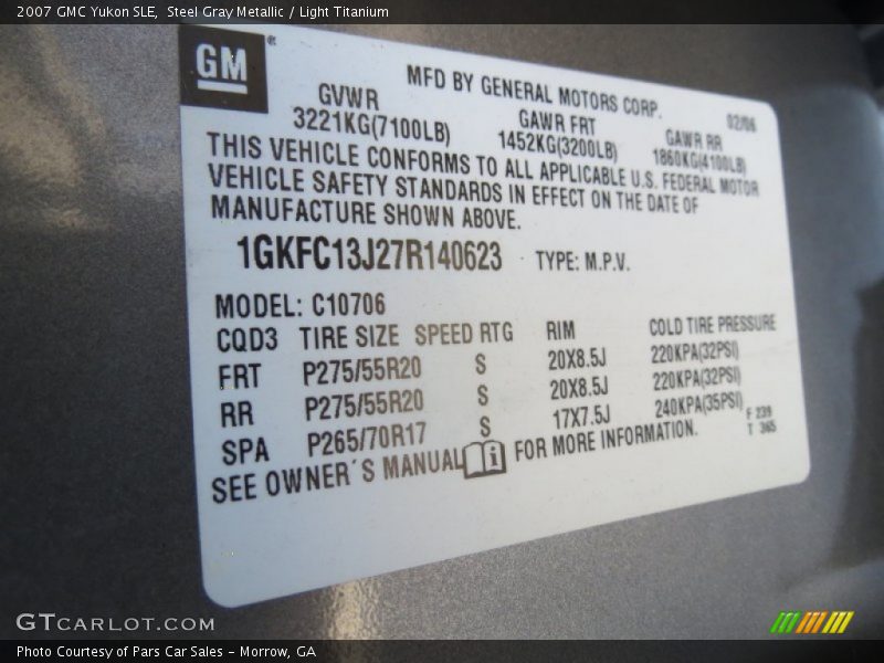 Steel Gray Metallic / Light Titanium 2007 GMC Yukon SLE