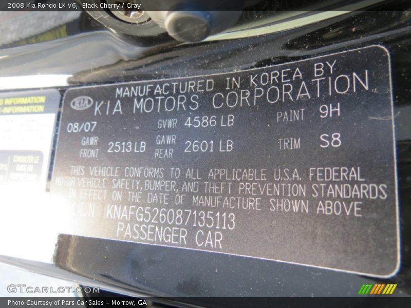 Black Cherry / Gray 2008 Kia Rondo LX V6