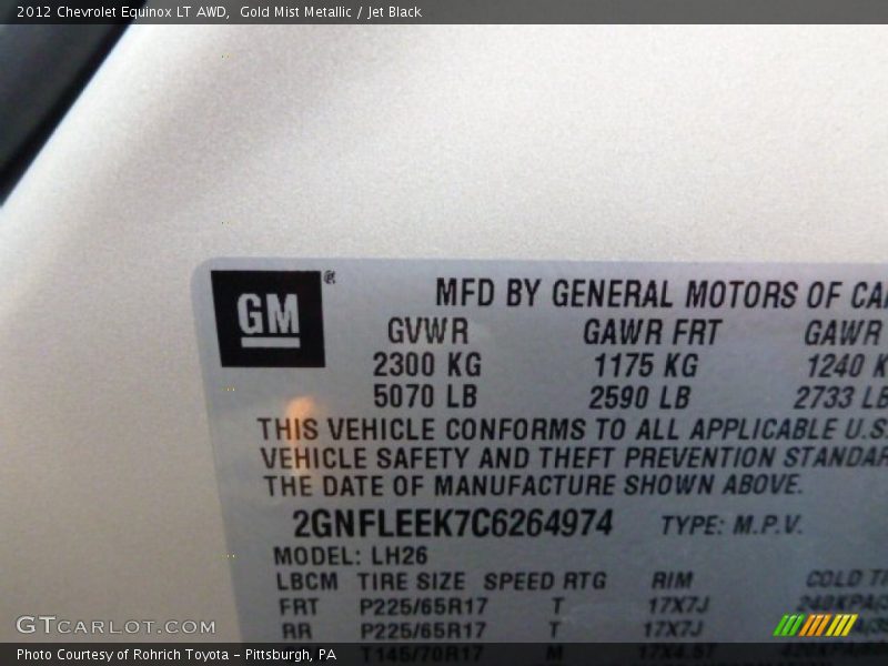 Gold Mist Metallic / Jet Black 2012 Chevrolet Equinox LT AWD