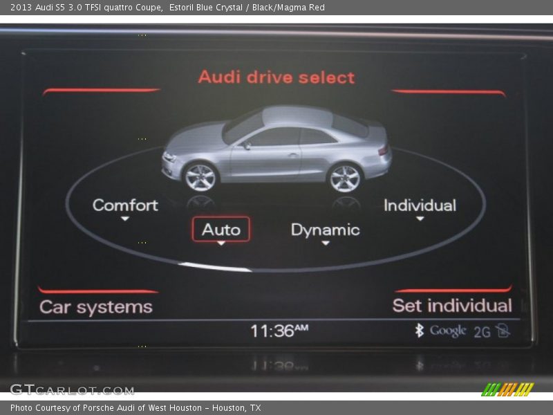Estoril Blue Crystal / Black/Magma Red 2013 Audi S5 3.0 TFSI quattro Coupe