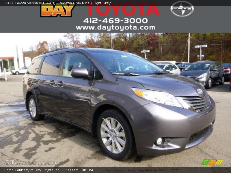 Predawn Gray Mica / Light Gray 2014 Toyota Sienna XLE AWD