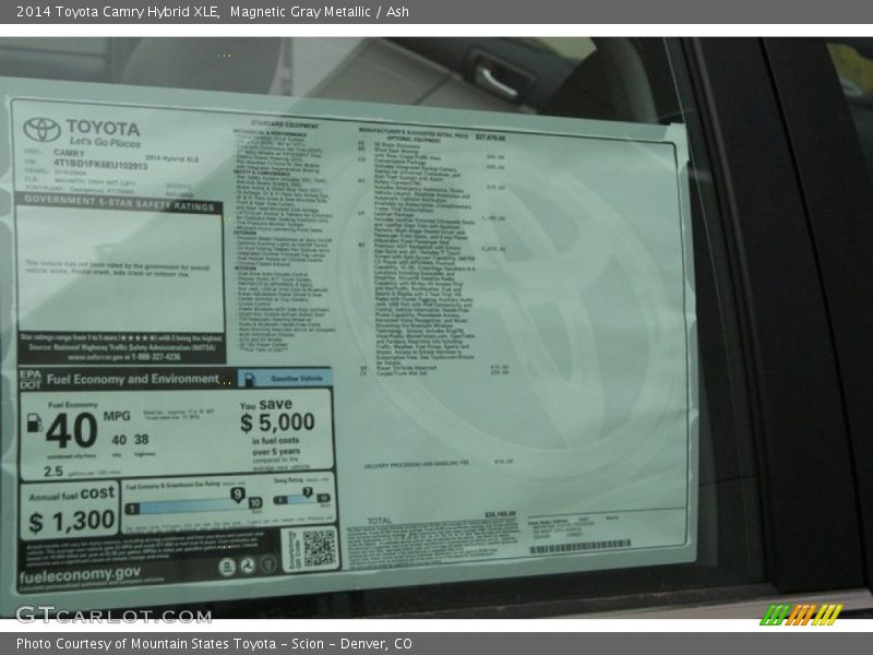 Magnetic Gray Metallic / Ash 2014 Toyota Camry Hybrid XLE