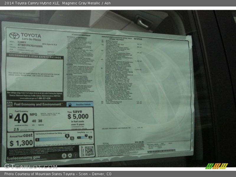 Magnetic Gray Metallic / Ash 2014 Toyota Camry Hybrid XLE