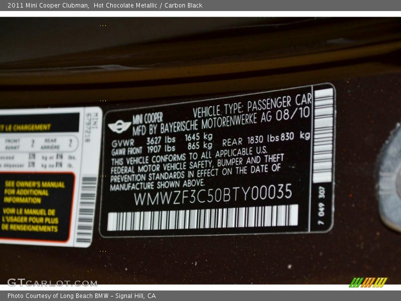 Hot Chocolate Metallic / Carbon Black 2011 Mini Cooper Clubman