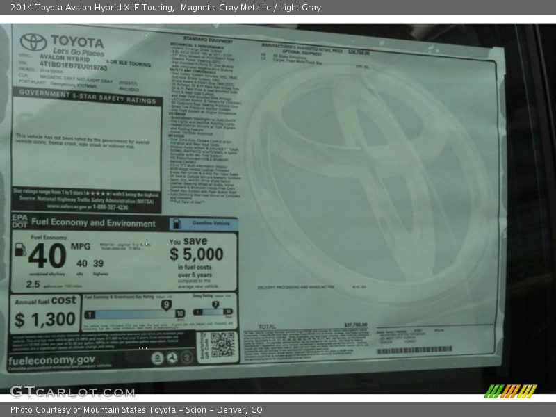 Magnetic Gray Metallic / Light Gray 2014 Toyota Avalon Hybrid XLE Touring