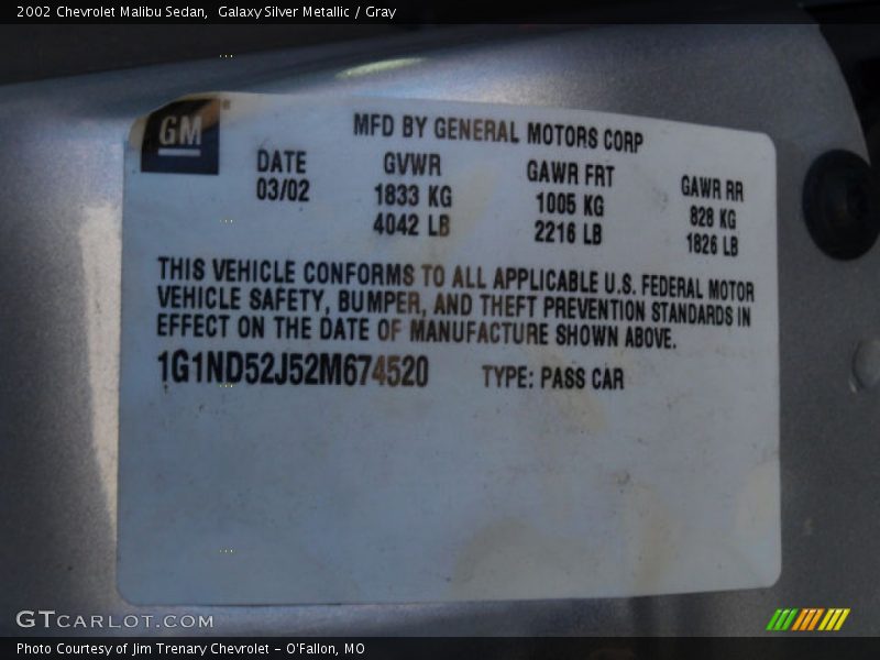 Galaxy Silver Metallic / Gray 2002 Chevrolet Malibu Sedan