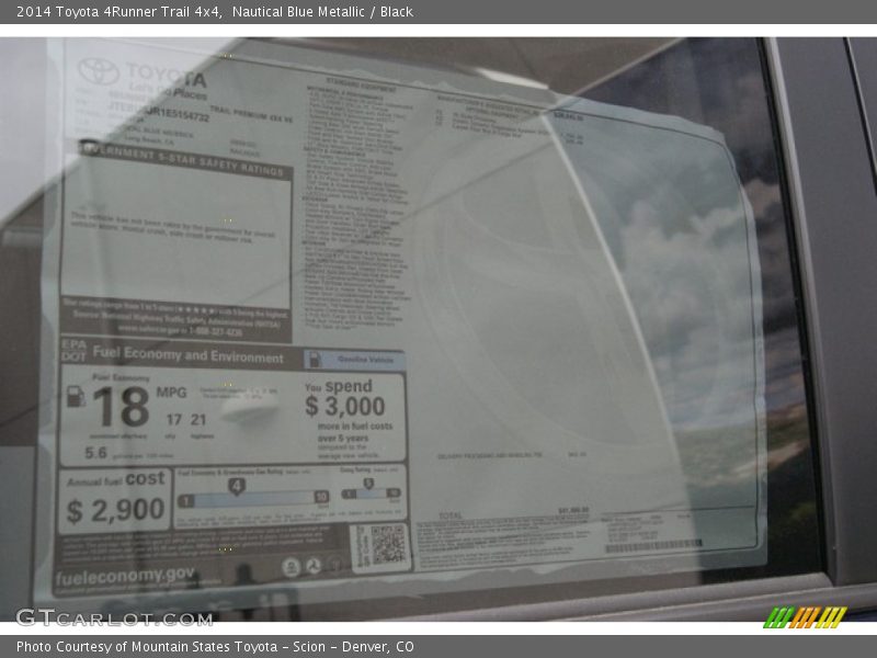 Nautical Blue Metallic / Black 2014 Toyota 4Runner Trail 4x4