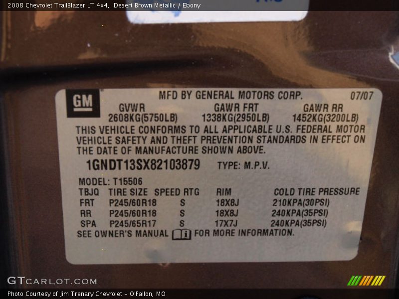 Desert Brown Metallic / Ebony 2008 Chevrolet TrailBlazer LT 4x4