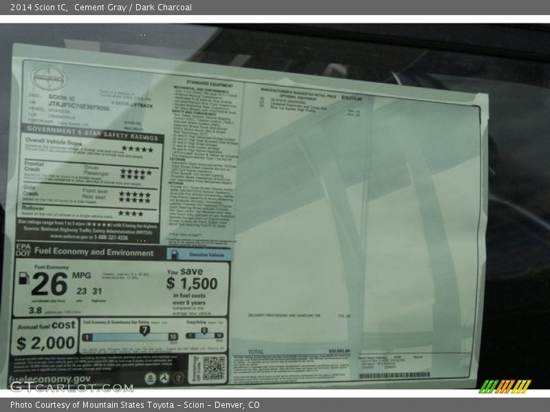 Cement Gray / Dark Charcoal 2014 Scion tC