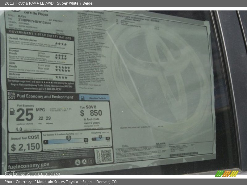 Super White / Beige 2013 Toyota RAV4 LE AWD