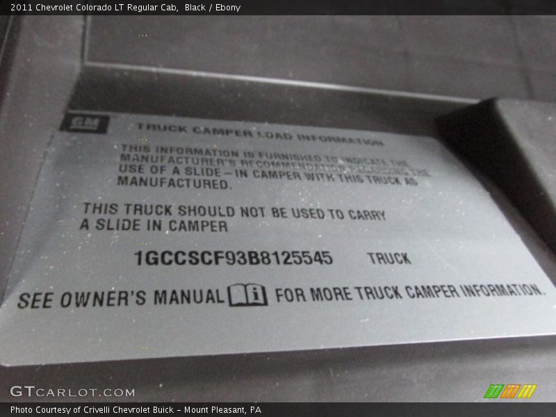 Black / Ebony 2011 Chevrolet Colorado LT Regular Cab