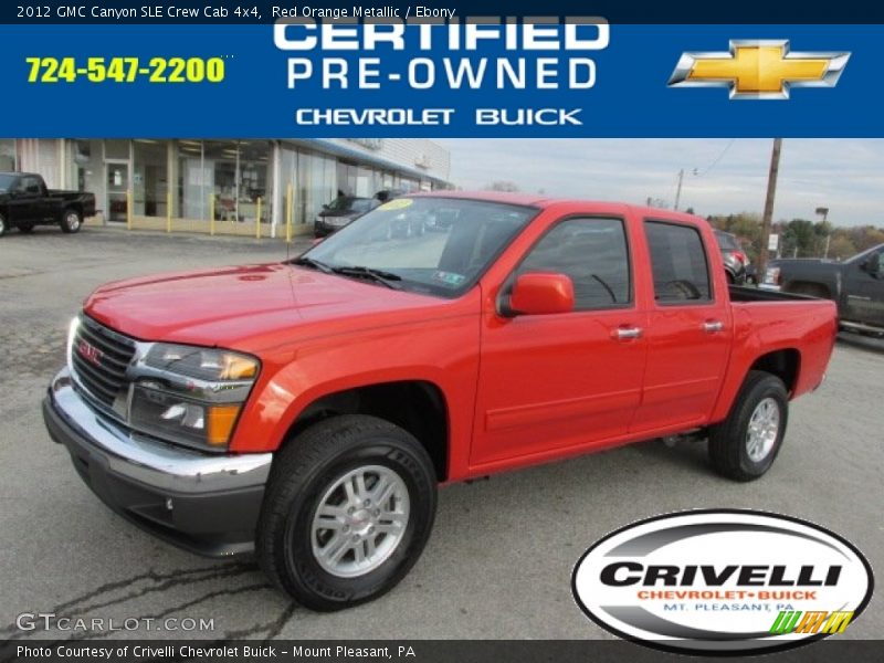 Red Orange Metallic / Ebony 2012 GMC Canyon SLE Crew Cab 4x4