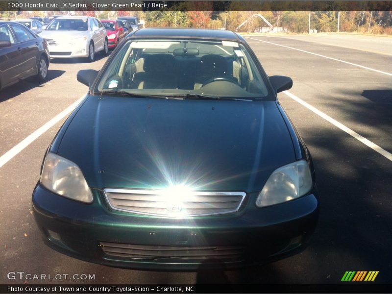 Clover Green Pearl / Beige 2000 Honda Civic LX Sedan