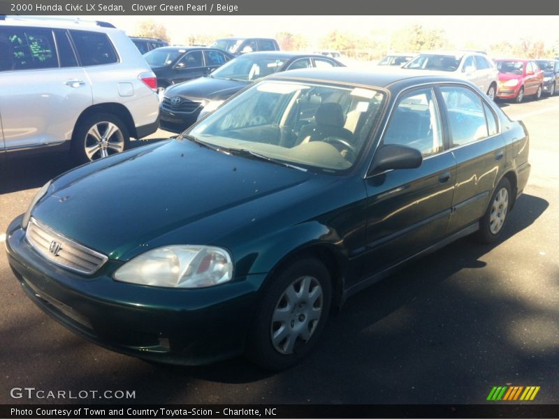 Clover Green Pearl / Beige 2000 Honda Civic LX Sedan