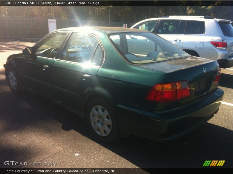 Clover Green Pearl / Beige 2000 Honda Civic LX Sedan