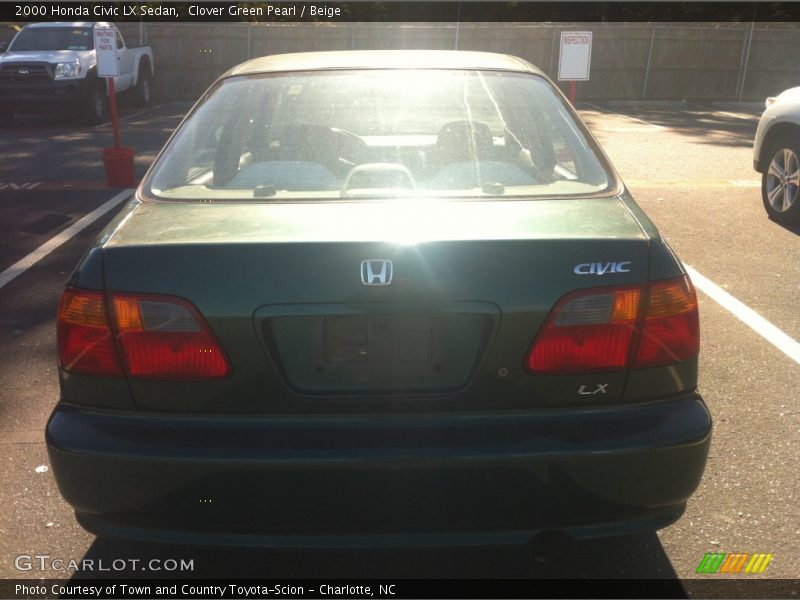 Clover Green Pearl / Beige 2000 Honda Civic LX Sedan