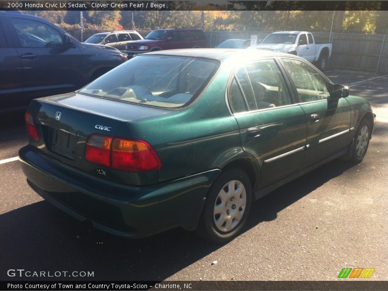 Clover Green Pearl / Beige 2000 Honda Civic LX Sedan