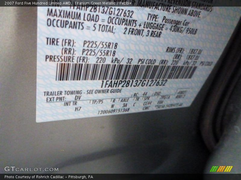 Titanium Green Metallic / Pebble 2007 Ford Five Hundred Limited AWD