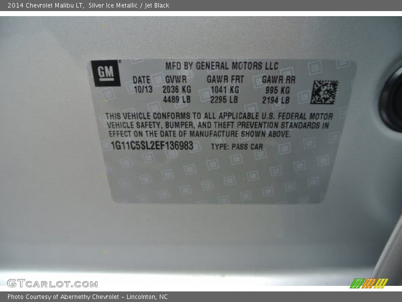 Silver Ice Metallic / Jet Black 2014 Chevrolet Malibu LT