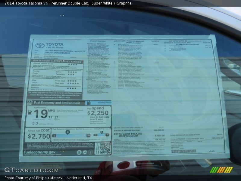Super White / Graphite 2014 Toyota Tacoma V6 Prerunner Double Cab