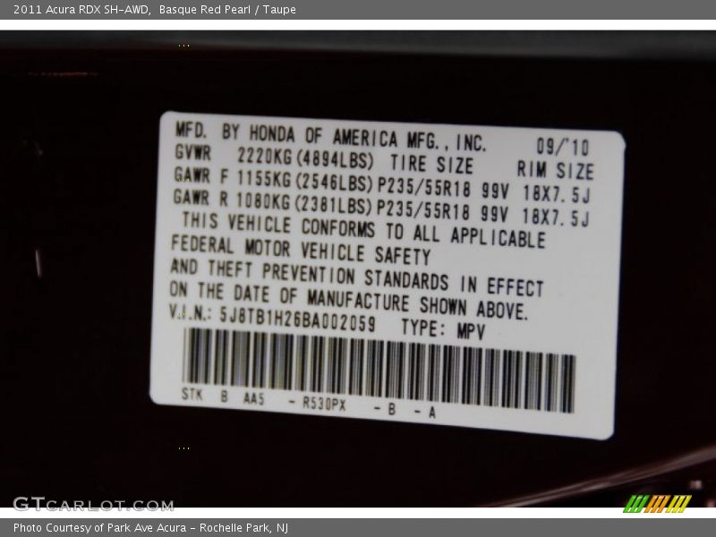 Basque Red Pearl / Taupe 2011 Acura RDX SH-AWD