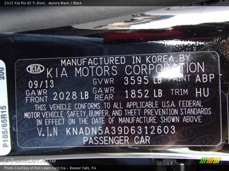 Aurora Black / Black 2013 Kia Rio EX 5-Door