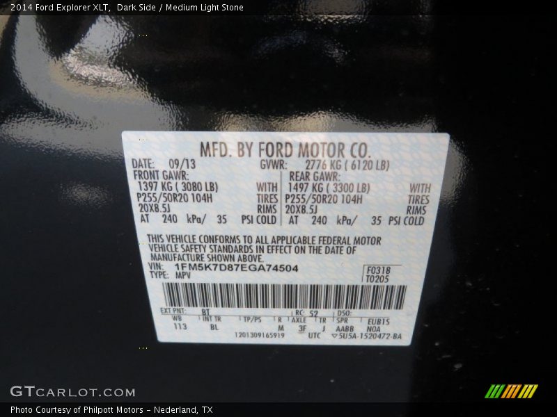 Dark Side / Medium Light Stone 2014 Ford Explorer XLT