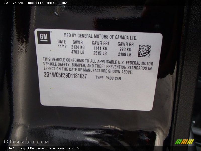 Black / Ebony 2013 Chevrolet Impala LTZ
