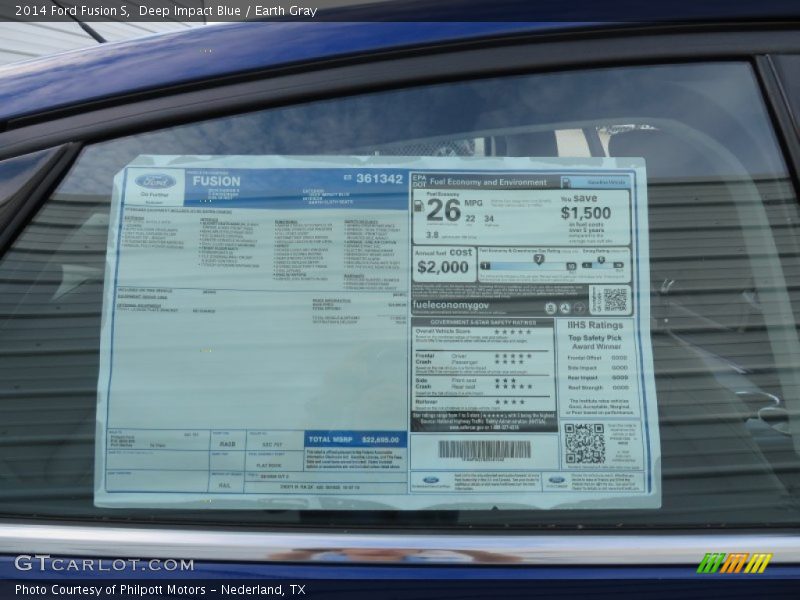 Deep Impact Blue / Earth Gray 2014 Ford Fusion S