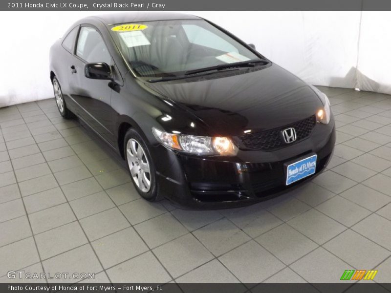 Crystal Black Pearl / Gray 2011 Honda Civic LX Coupe