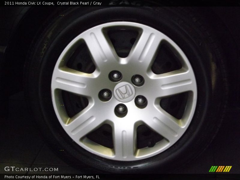 Crystal Black Pearl / Gray 2011 Honda Civic LX Coupe