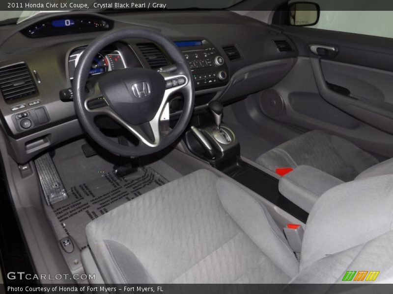 Crystal Black Pearl / Gray 2011 Honda Civic LX Coupe