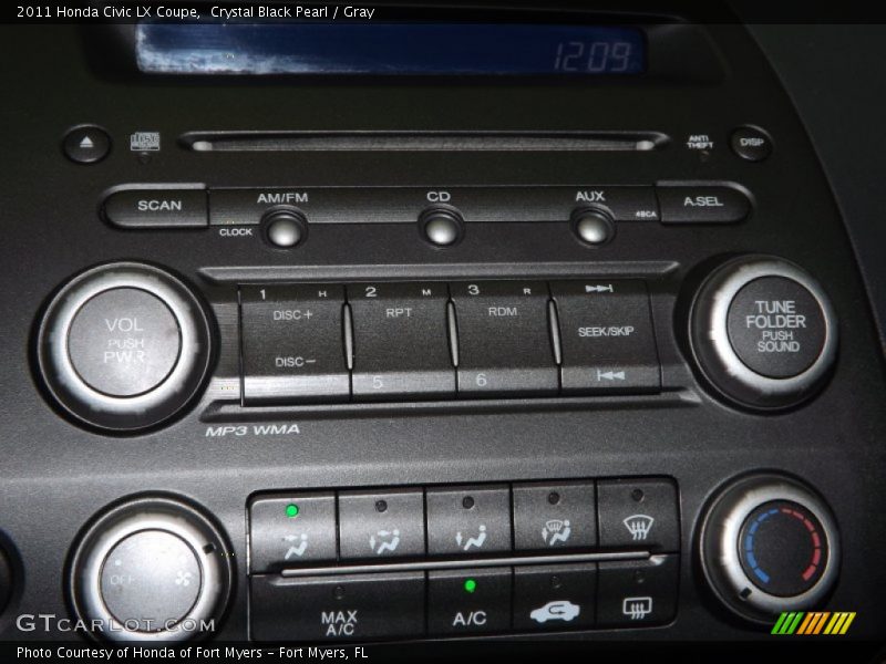 Crystal Black Pearl / Gray 2011 Honda Civic LX Coupe