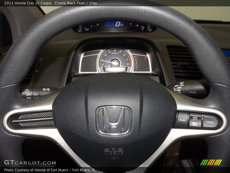 Crystal Black Pearl / Gray 2011 Honda Civic LX Coupe