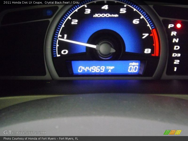 Crystal Black Pearl / Gray 2011 Honda Civic LX Coupe