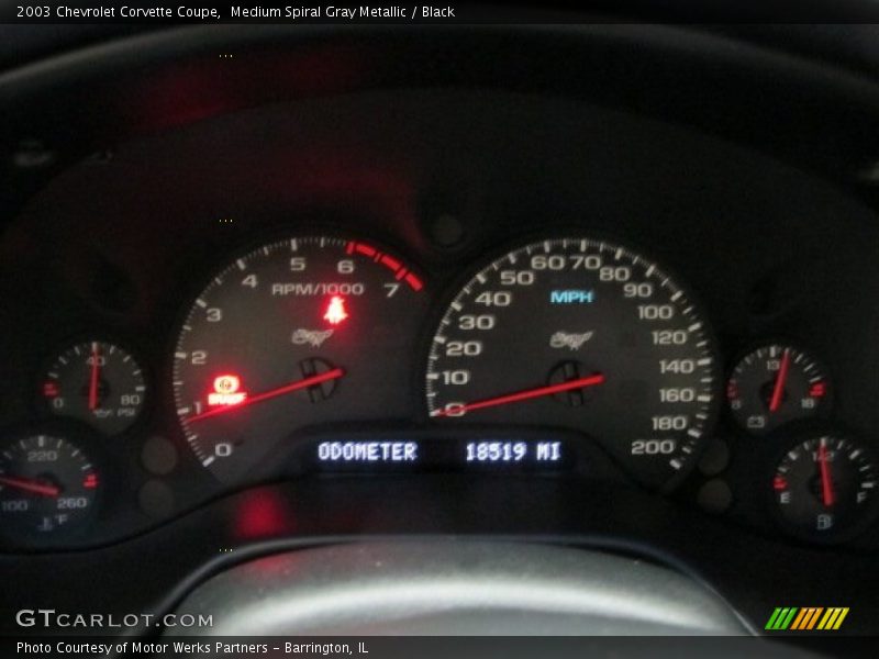 Medium Spiral Gray Metallic / Black 2003 Chevrolet Corvette Coupe