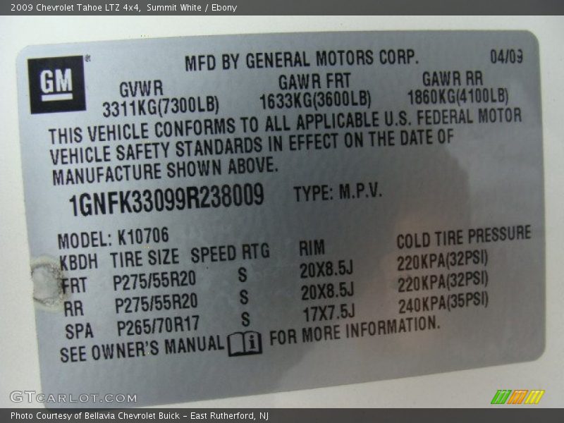 Summit White / Ebony 2009 Chevrolet Tahoe LTZ 4x4