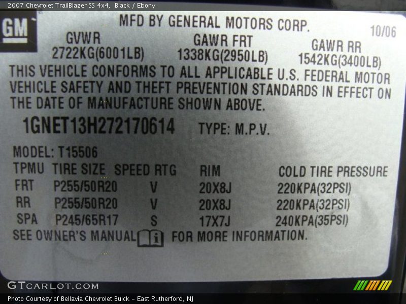 Black / Ebony 2007 Chevrolet TrailBlazer SS 4x4