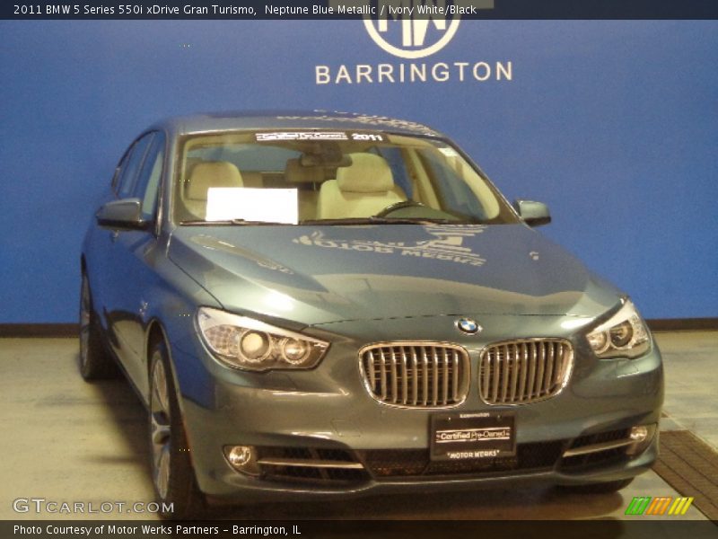 Neptune Blue Metallic / Ivory White/Black 2011 BMW 5 Series 550i xDrive Gran Turismo